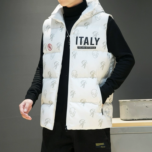 Мужской демисезонный жилет, трендовая майка топ с пухом, куртка, удерживающий тепло комплект, 2020, в корейском стиле