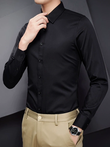 Демисезонная элитная рубашка, универсальная черная приталенная куртка для отдыха, осенняя