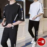 Летняя футболка с коротким рукавом, комплект, трендовая спортивная летняя одежда, штаны, сезон 2021, в корейском стиле