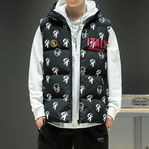 Мужской демисезонный жилет, трендовая майка топ с пухом, куртка, удерживающий тепло комплект, 2020, в корейском стиле