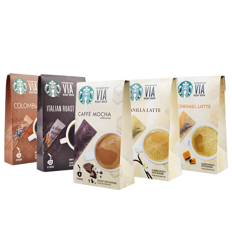 5 Boxes Of Imported Starbucks Coffee Powder Via Caramel Latte Flavor Free Instant Combination Student Coffee