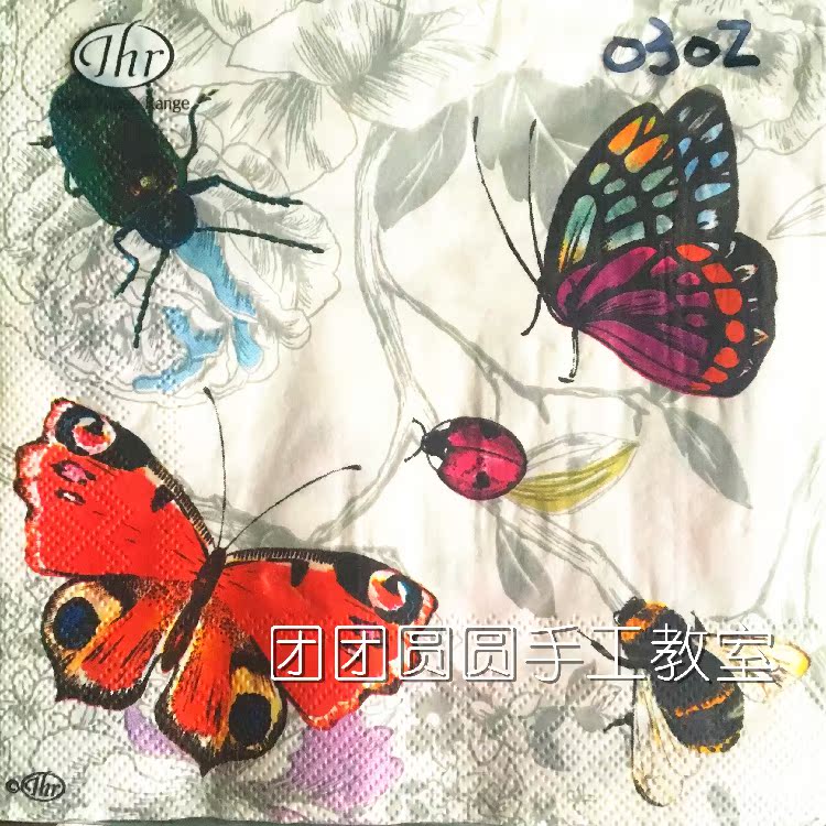 Group Round Handmade Diy Butterfly Valley Bad Napkin 0302 Animals printed 33 * 33 cm 1 sheets