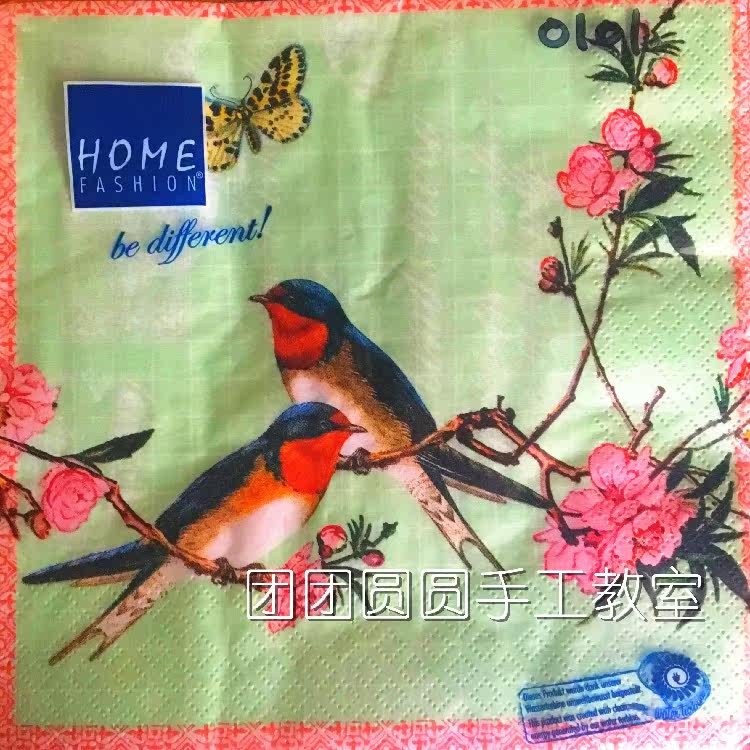 Group Round Handmade Diy Butterfly Valley Bad Napkin 0101 Animals printed 33 * 33 cm 1 sheets