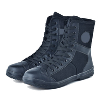 Summer labor security boots mens and womens tactical canvas high-top ultra-light security security shoes black zipper training boots