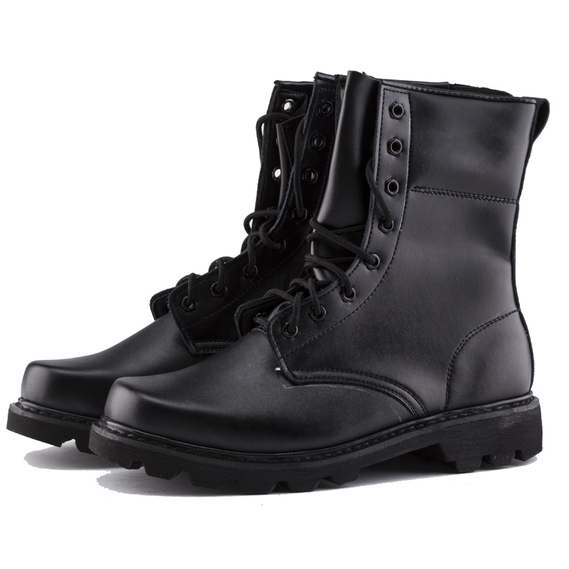 Security work shoes Security combat training shoes Zipper high-top shoes Security leather boots Protective shoes