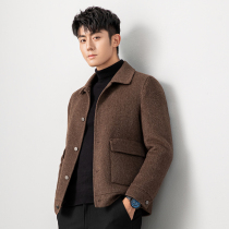 Spring and autumn mens double-sided wool jacket short Korean version without cashmere trend handsome Ni Zi coat thin coat
