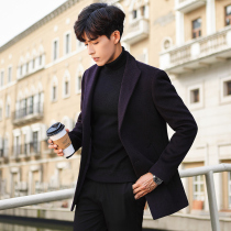 Winter wool coat mens Korean slim thickened handsome British windbreaker short Ni Zi coat youth