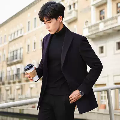 Winter woolen woolen coat men Korean version of slim and handsome British windbreaker short Nizi coat youth
