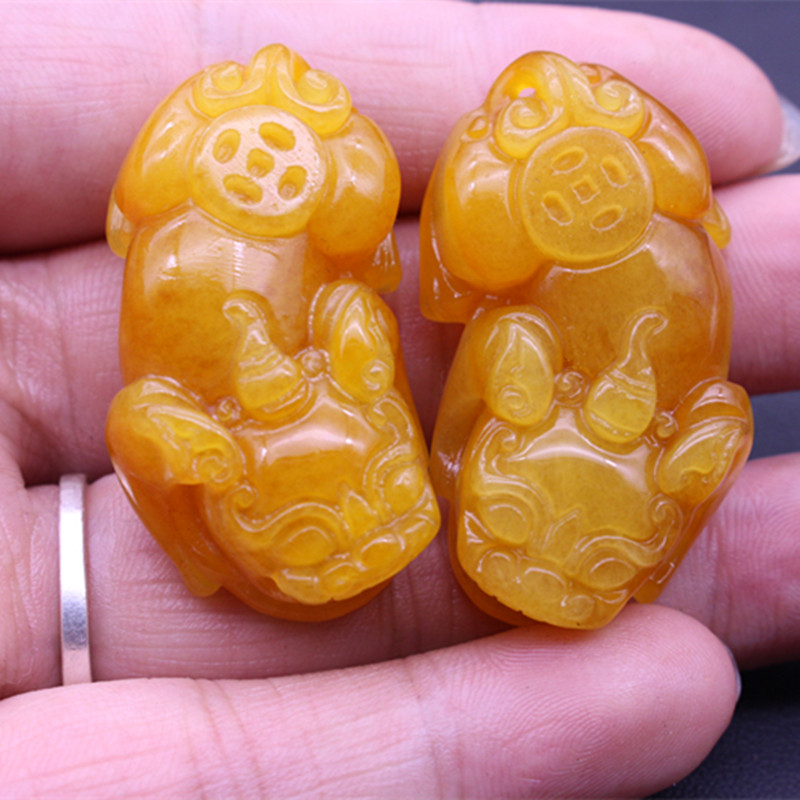 开光正品翡翠玉石貔貅吊坠项链天然A货黄龙玉男女款招财玉坠 包邮