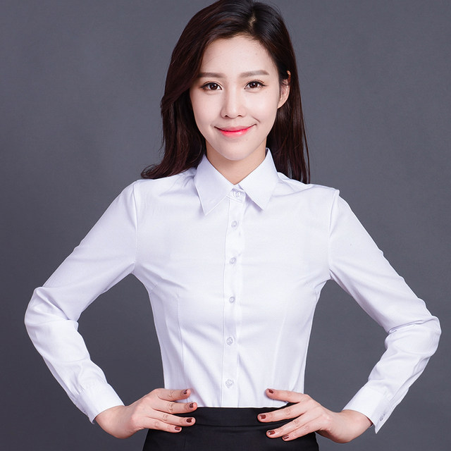 2021 Korean version spring and autumn new long-sleeved white shirt women's professional formal work clothes large size short-sleeved shirt