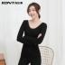 Zhuang Tai nữ terry nhung liền mạch cơ thể đồ lót nhiệt cộng với nhung dày quần áo mùa thu nhung lớn vòng cổ thấp - Áo ấm áo giữ nhiệt nữ sát nách Áo ấm