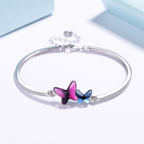 Sterling silver bracelet female butterfly Korean version of simple fashion temperament silver bracelet light luxury minority birthday gift to girlfriend