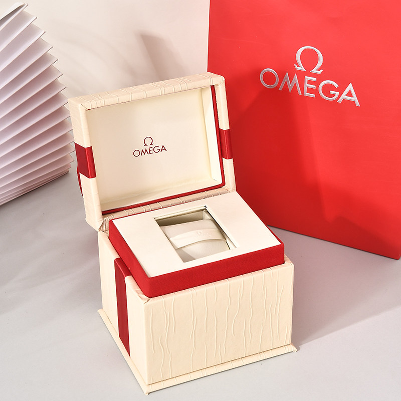 Omega Watch Box Counter Box Omega Seamaster Constellation Butterfly Pine Wood Original Packaging Gift Storage Box