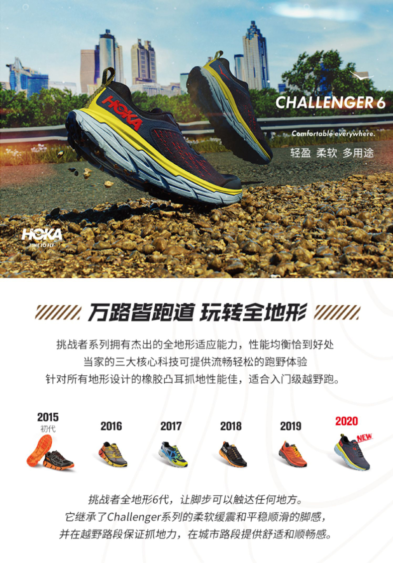 HOKA ONE ONE Challenger 6 挑战者6代 越野跑步鞋 1106510 凑单折后￥560.9包邮 男、女款多色可选