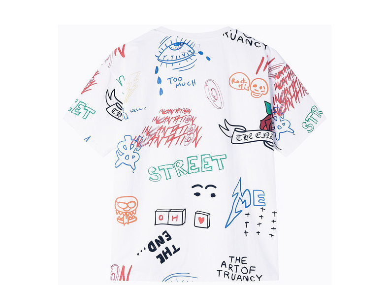 Freamve Cầu Vồng Đường Phố Đầy Đủ In Graffiti T-Shirt Nam Giới và Phụ Nữ Các Cặp Vợ Chồng với Ngắn Tay Áo Incantation-18SD