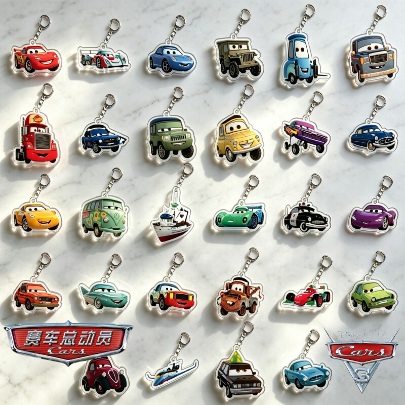 Disney Cars Movie Merchandise Toy Pendant Keychain Backpack Decoration Acrylic Lightning Mcqueen Disney Cars Movie Merchandise Toy Pendant Keychain Backpack Decoration Acrylic Lightning Mcqueen
