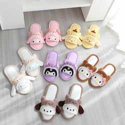 Cartoon fish mouth slippers for women for all seasons, indoor home shoes, non-slip thick-soled home shoes, girls' warm confinement shoes