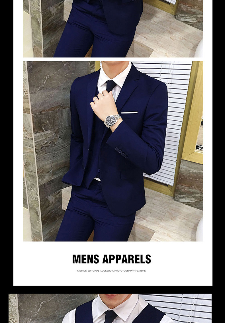 Bộ đồ vest nam ba mảnh phù hợp với bốn mùa Phiên bản Hàn Quốc của bộ đồ nhỏ tự trồng phù hợp với trang phục chuyên nghiệp sơ mi nam
