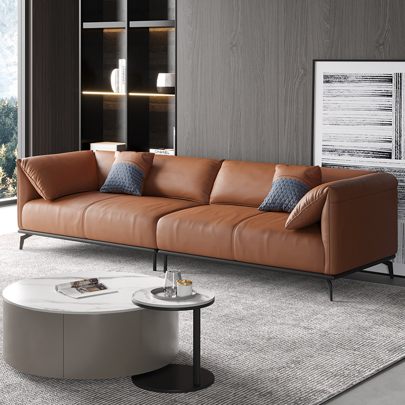 (Limited orphan) Italian light luxury leather sofa modern minimalist living room first layer cowhide Q