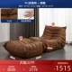 [Noble Brown*Pu кожа*3 высокая спина Губка] Ленивый диван+та же педаль