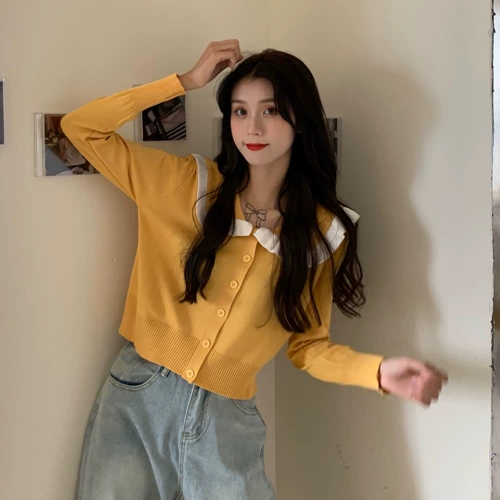 Осенний приятный телу короткий лонгслив, коллекция 2022, городской стиль