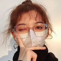 Transparent glasses female Korean version of tide plain face anti-blue radiation flat light anti-fatigue large frame face small myopia eyes female