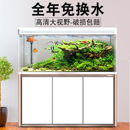Large small and medium glass fish tank aquarium eco-free water changing room home gold fish tank with bottom cabinet partition shoe cabinet