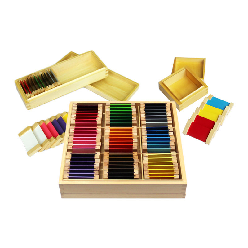 Mon Feel Teaching Aids Puzzle Building Blocks Toy Tricolor Color Card 63 Color Card 11 Color Card Wooden Children