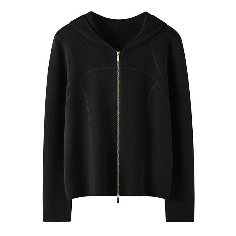 King's Gift High-End Fine Wool Yoga Wear Women's Casual Hooded Knitted Slim Fit Sweater