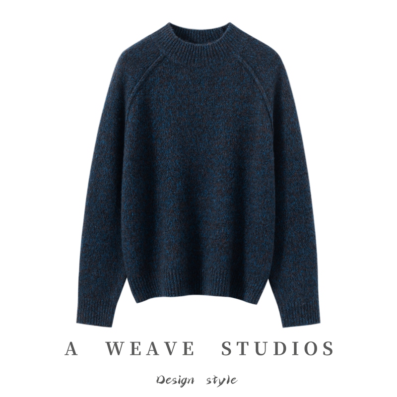 Consinee Silk Cashmere Sweater for Women, Half-Turtleneck, Dark Blue, Loose Fit, Raglan, Slimming, Thick Sweater, Cashmere Base Layer Consinee Silk Cashmere Sweater for Women, Half-Turtleneck, Dark Blue, Loose Fit, Raglan, Slimming, Thick Sweater, Cashmere Base Layer