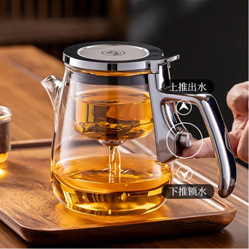 ອຸນຫະພູມສູງທົນທານຕໍ່ແກ້ວ elegant teapot ຄົວເຮືອນຊາແຍກຕ່າງຫາກນ້ໍາຊາຊຸດ teapot ສູງ
