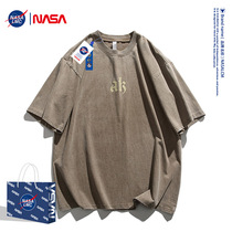 NASA joint short sleeve T-shirt male brief approb. pure cotton weight Compassionate Easing Tide 100 Lap Casual Clothes Summer