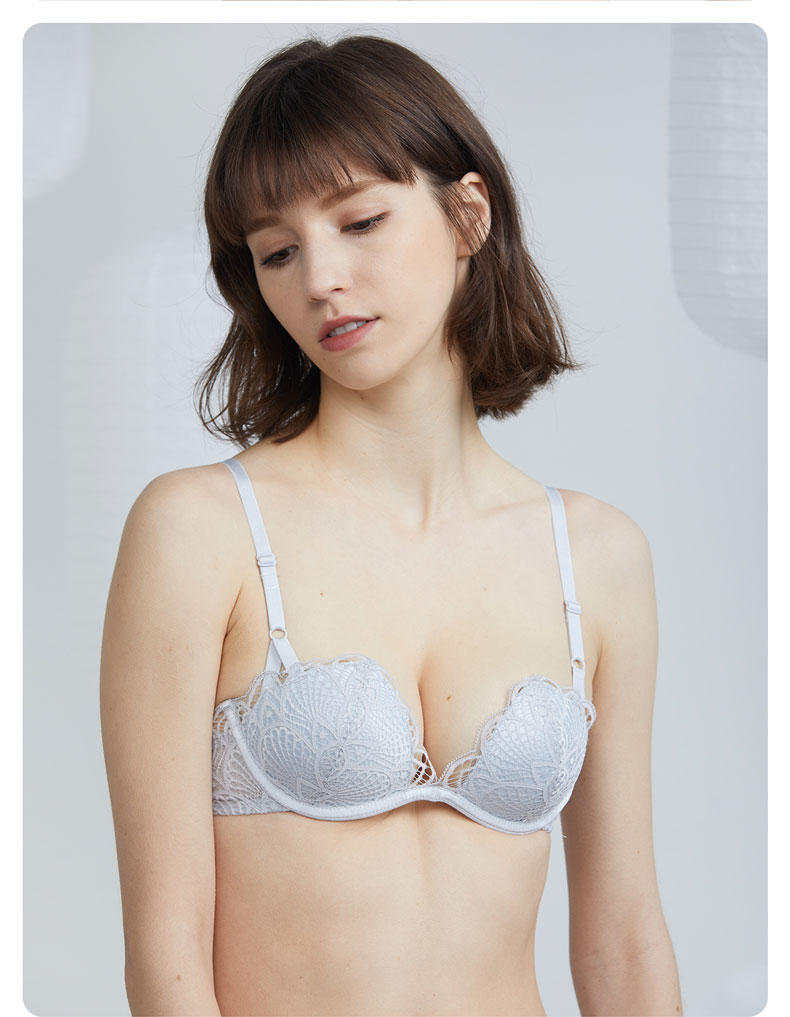 BRAGOOD ren mỏng và dày nửa hình chữ U ngực nhỏ không rỗng cốc thu thập áo ngực 65A / 65B Đồ lót bằng vải - Strapless Bras áo lót tạo khe