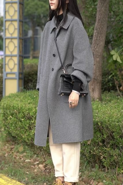 2023 double-sided cashmere coat women's mid-length high-end autumn and winter high-end loose woolen woolen coat