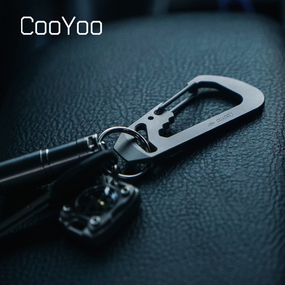CooYoo Cool Friend HK21 Multifunctional Quick Lock Titanium Alloy Brass Multi-purpose Metal Hook EDC Keychain
