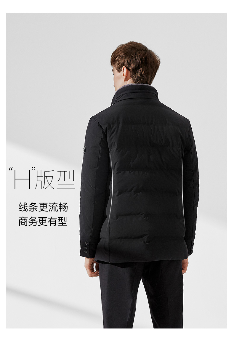 专注羽绒47年 鸭鸭 男士商务干部装 毛领羽绒服 图10