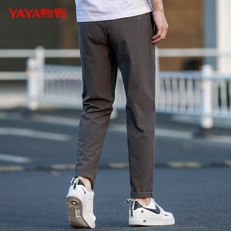 鸭鸭 2022年春季款 冰丝 男式直筒休闲运动裤 双重优惠折后￥69包邮 2款多色可选