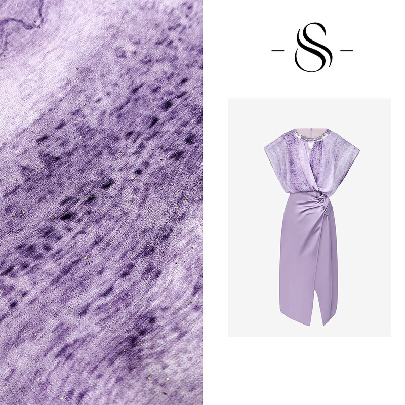 【Shazong】Summer New Fashion Elegant Roland Purple Slimming Versatile Straight Dress C260586 【Shazong】Summer New Fashion Elegant Roland Purple Slimming Versatile Straight Dress C260586