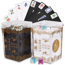 Plastic mahjong playing cards 144 full set pvc waterproof plastic mini playing cards mahjong tiles portable travel pack