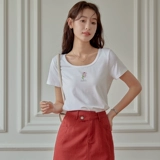 原水 Летняя белая короткая футболка с коротким рукавом, 2023, в западном стиле