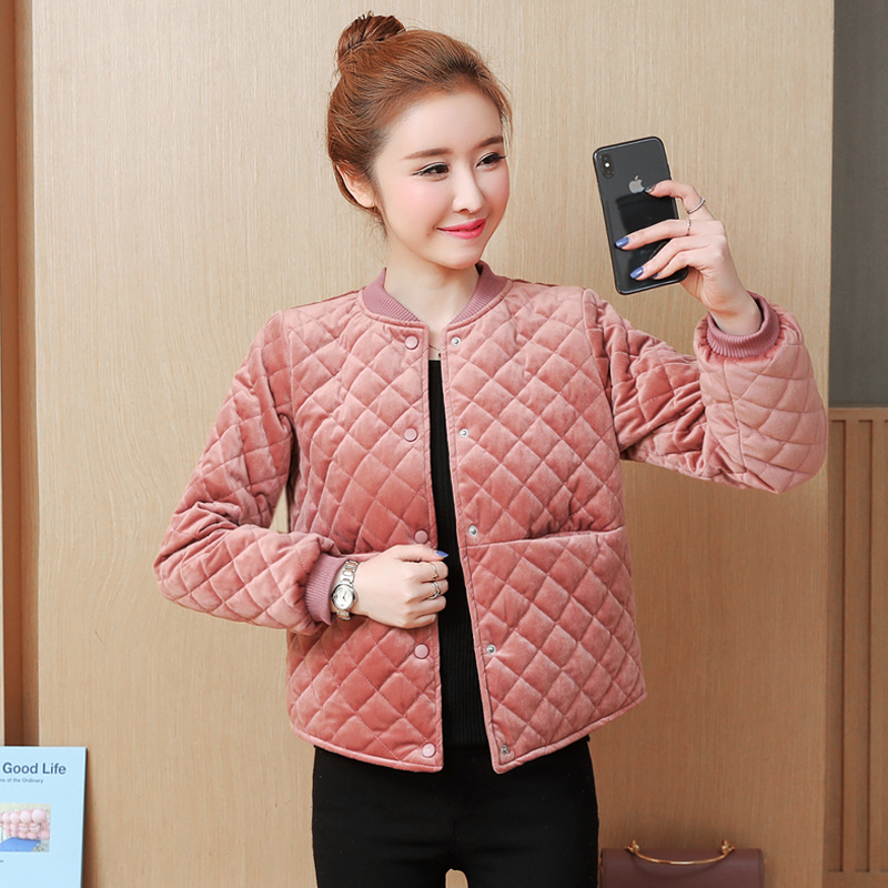 Gold velvet cotton-padded women's 2022 autumn and winter new Korean version of light short cotton-padded jacket baseball suit small cotton-padded jacket cotton-padded jacket