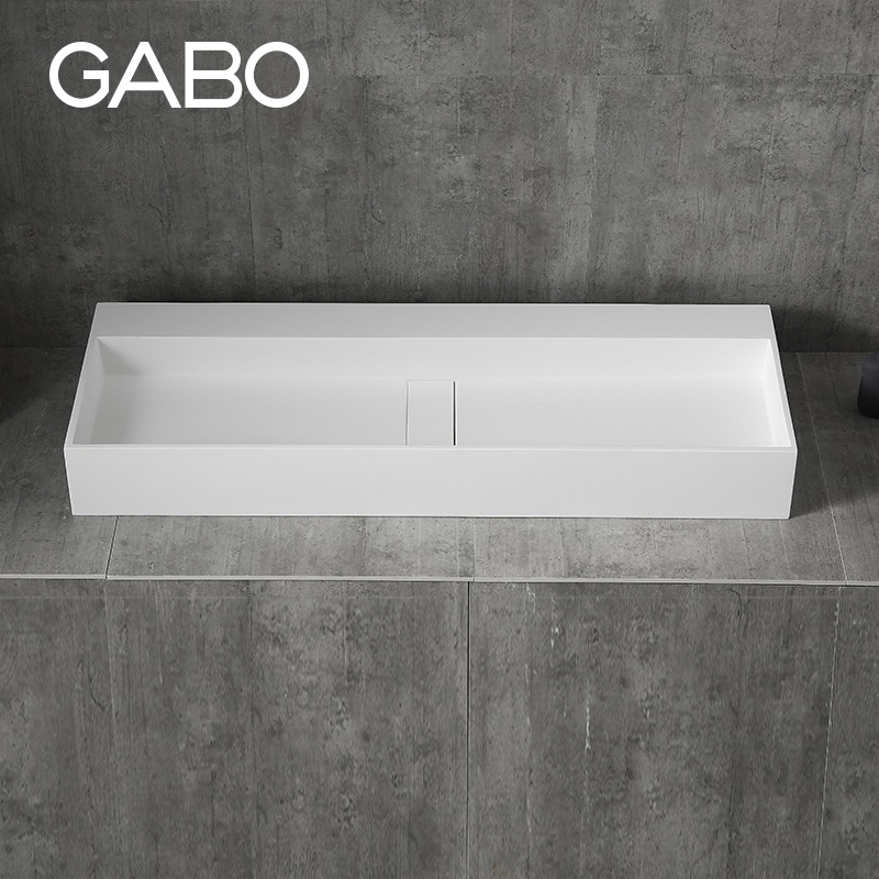 Guanbo artificial stone table upper basin art basin wash basin long creative thin side wash basin 10156