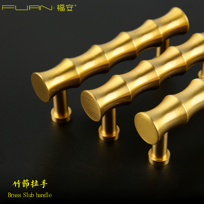 New Chinese imitation antique handle pure copper Chinese handle Nordic American wardrobe door integral cabinet drawers bamboo Festival ancient bronze handle