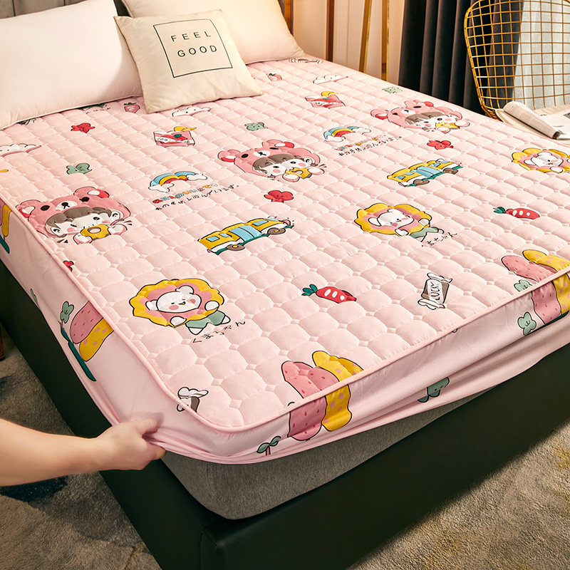 Bed cover sheet non-slip fixing clip cotton bed Ogasawara single waterproof pillowcase Three sets of cartoon cute girl mattress