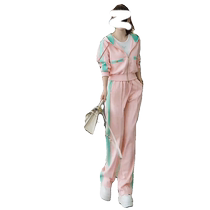 Ogoods Beautiful Casual Sports Suit Women Spring 2024 New Ocean Gas Exploits Pink Sweatshirt Broadlegged Pants Two-piece Set