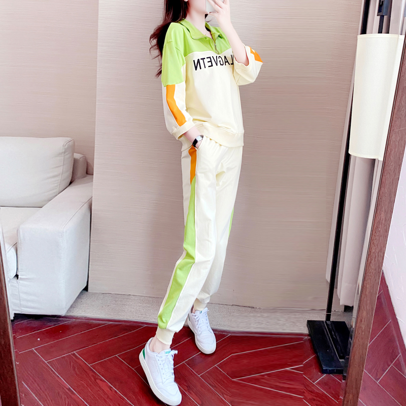 Spring Leisure Sports Suit Women's Tide Card Fashion 2022 New Loose Foreign Pie's Red Euros Clothing Two sets