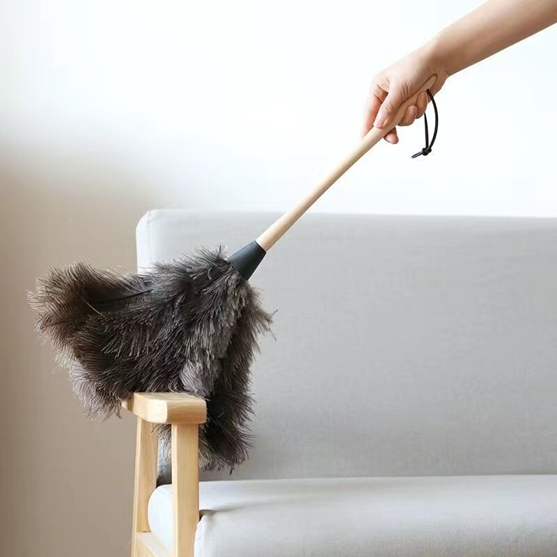 High-Appearance Feather Duster for Static Electricity Dust Removal, Household Blue Ostrich Feather Dust Cleaning Tool, Decorative Duster