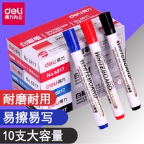 Del erasable whiteboard pen blackboard White version pen childrens writing board color non-toxic easy brush color drawing board special pen water-based marker pen large head water pen black thick head teacher