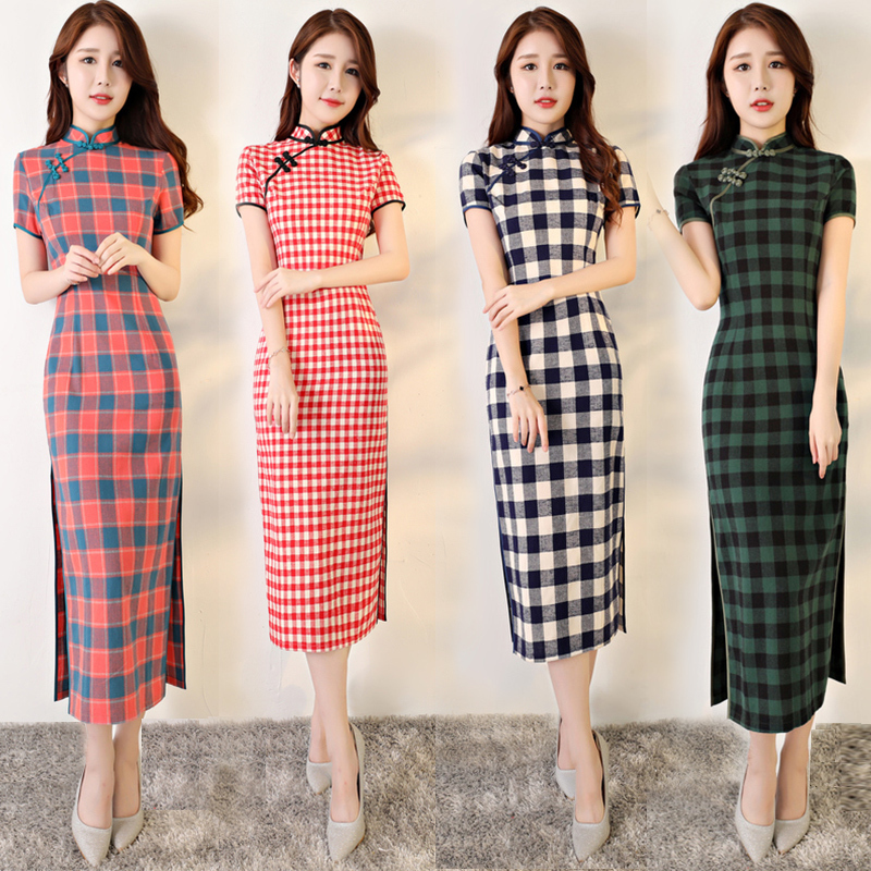 plaid cheongsam