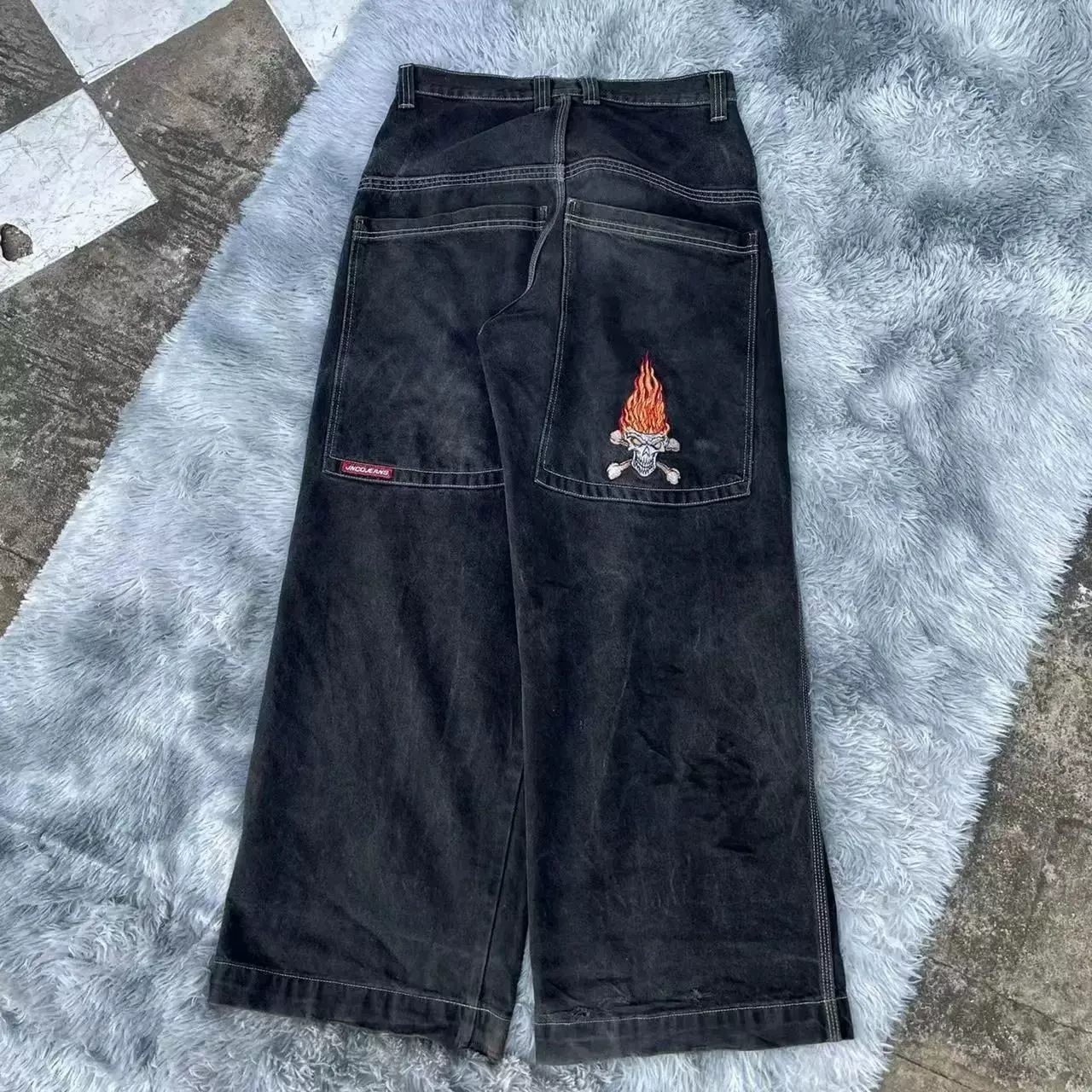 Джинсы JNCO Y2K японский стиль 2000-х, широкий мешковатый крой, размеры 28–34 (талия 72–85 см)